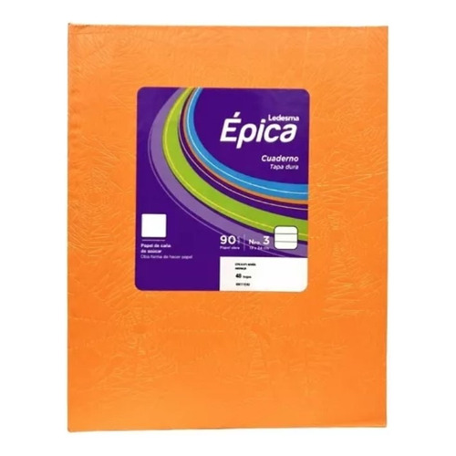 Cuaderno Epica 3 Tapa Carton Dura X 48 Hojas Araña Color Color Naranja RAYADO