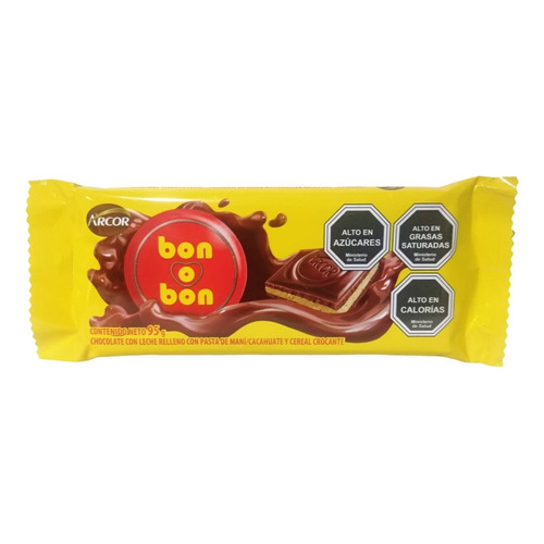 Barra De Chocolate Con Leche Relleno Bon O Bon Arcor 95g