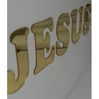 Palavra Em Acrílico Espelhado Dourado Jesus - 30cm De Altura