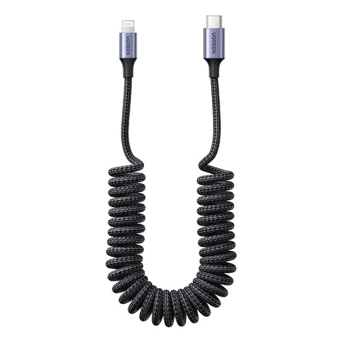 Ugreen Cable Resorte Usb C A Lightning 60w 1.5m Carga Rápida Color Negro