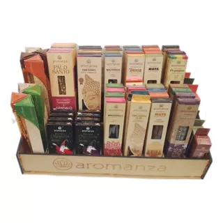 Kit Pack Aromanza Exhibidor + 70 Sahumerios Por Mayor Gg