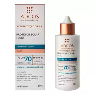 Protetor Solar Fluid Shield Fps70 Colors 50ml Adcos Peach
