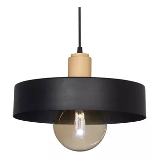 Lampara Colgante 1 Luz Apta Led Balcarse Detalle Madera 30cm