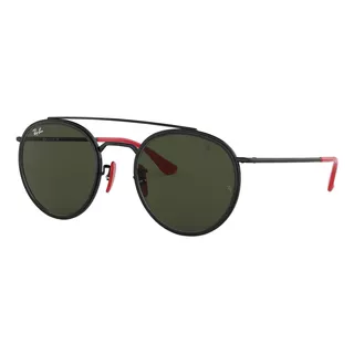 Lentes De Sol Round Ferrari Negro Ray Ban Color De La Lente Green Color De La Varilla Polished Black/red Color Del Armazón Polished Black