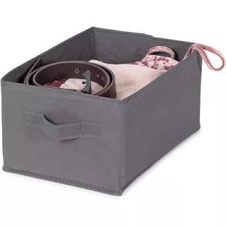 Canasto Mediano Caja Organizador Tela Plegables Compactor Color Gris