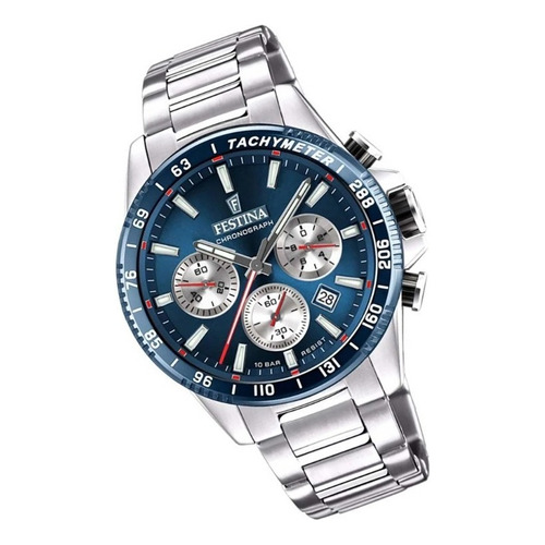 Reloj Festina Hombre Acero Cronografo Fecha Azul F20560.2