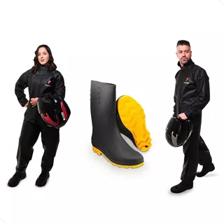 Kit Com Capa De Chuva Pioneira + Bota Impermeável Vonder