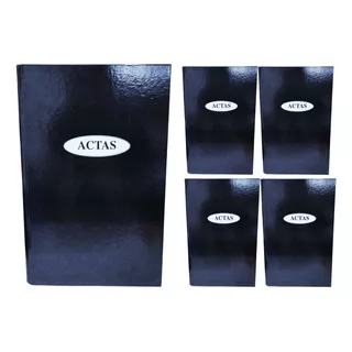 Libro De Actas 100 Hojas Oficio 200 Folios Tapa Negra X5 