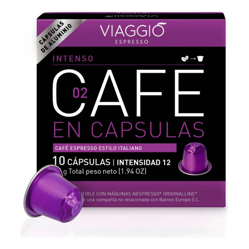 Caja x10 capsulas cafe Viaggio Intenso para Nespresso - aluminio