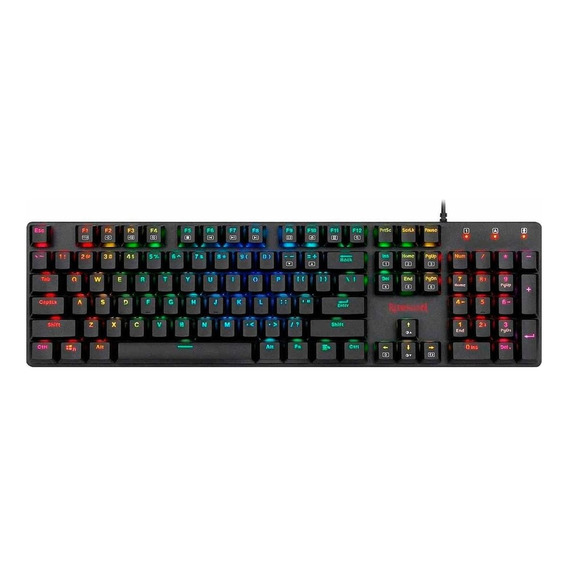 Teclado gamer Redragon Shrapnel K589RGB QWERTY Outemu Blue LP español latinoamérica color negro con luz RGB