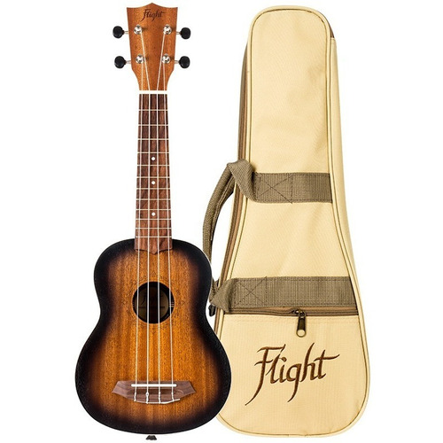 Ukelele Soprano Flight Con Funda Ukulele Nus380 Amber Color Marrón