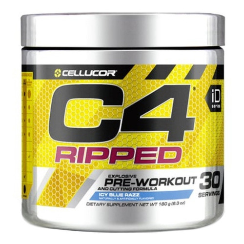 Suplemento en polvo Cellucor  Pre Workout Powder C4 Ripped carnosyn beta-alanina sabor icy blue razz en pote de 180g