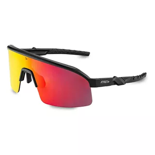 Óculos Ciclismo Atrio Racer Lite Espelhado Black Red Cor Da Armação Preto Cor Da Lente Vermelho