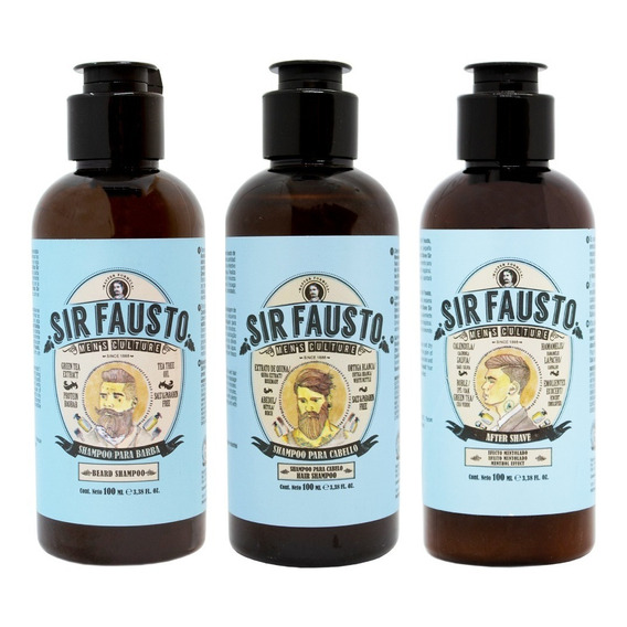Sir Fausto Shampoo Barba + Cabello + After Shave Travel 6c