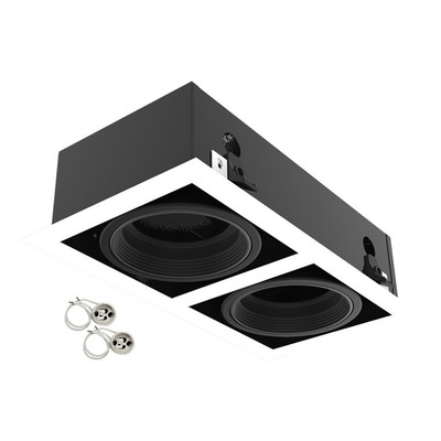 Spot Plafon Embutir 2 Luces Apto Led Ar111 Gu10 Cardanico Blanco