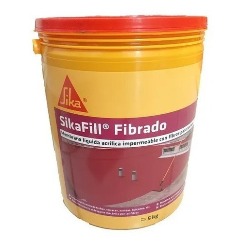 Sikafill Fibrado Impermeabilizante Membrana Líquida 5kg Color Rojo