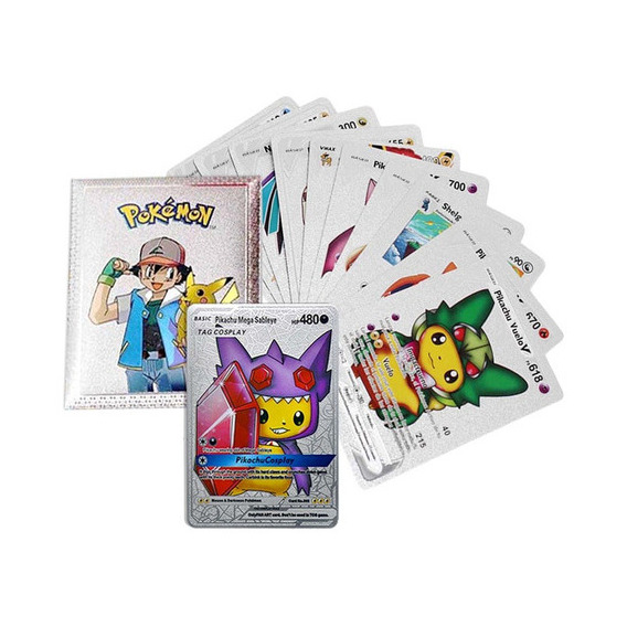 Cartas Plateadas X10 Pokémon Metalizadas Coleccionables Niño