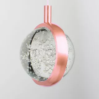 Luminaria Pendente Led Saturno Cor Rose - Cristal  