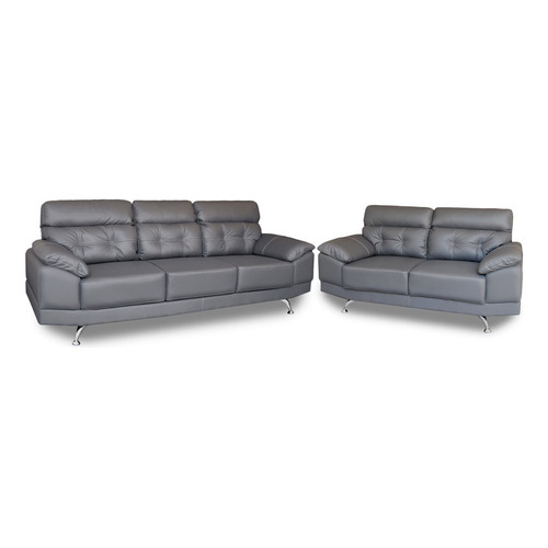 Sala De Piel - Dublin - Sofa Y Love Seat - Contado Color Gris Oxford