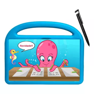 Melhor Capa Infantil Para Samsung Tab A9 8.7 + Caneta Cor Azul