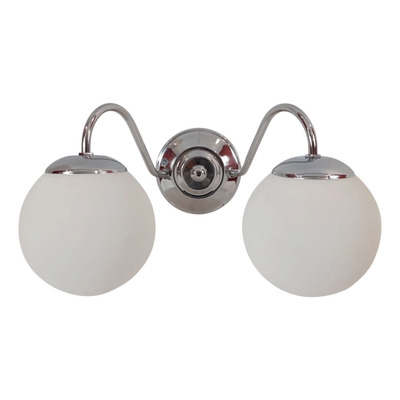 Aplique Joha Elyn 2 Luces Cromo Globo 15cm Opal Apto Led E27