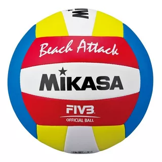 Pelota Mikasa Beach Volley Voley Cuerina Oficial Color Ama-roj-azu (beach Attack