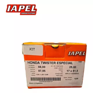 Piston Iapel Honda Twister 380. 88mm. Motonetas_clasicas