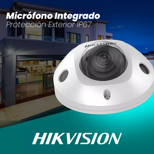 Hikvision Cámara de seguridad Mini Domo IP 6 MP DS-2CD2563G2-I(S) Lente 2.8  mm Micrófono Integrado 30 mts IR Protección Exterior IP67 IK08 PoE ACUSENSE  Entrada y Salida de Audio y Alarma