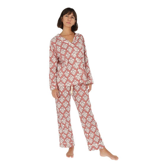Pijama Bamers Paz Mujer Rojo Print
