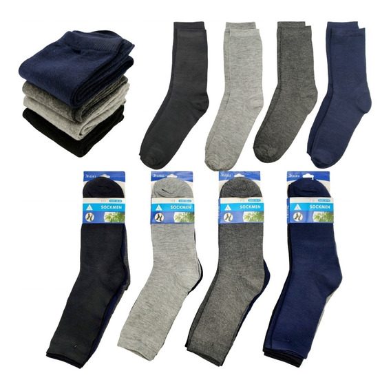 Pack 12 Calcetines Hombre Larga Calceta Lisa Deportiva Bambú