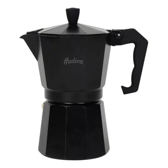 Cafetera Aluminio Hudson Negra 9 Tazas Cafe Full Black