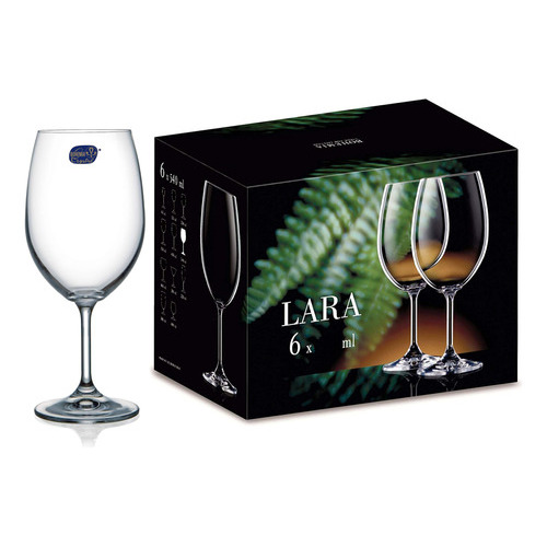 Copa Cristal Bohemia 450 Ml Vino Lara 6 Copas Color Agua