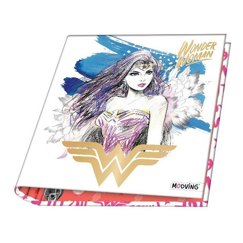 Carpeta Wonder Woman N°3 Escolar Con Ganchos 3x40 Mooving Diseño Mujer Maravilla