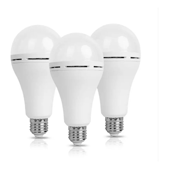 Pack X3 Ampolleta Led E27 Recargable Luz Emergencia Foco 9w