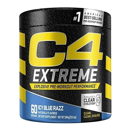 C4 Extreme Pre Entreno Cellucor 60 Servicios Creatina Sabor Icy Blue Raspberry