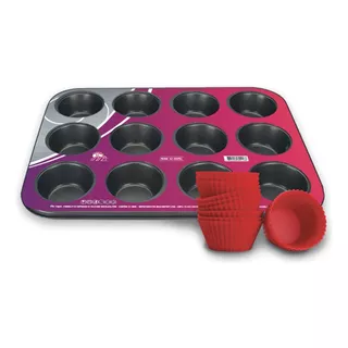 Forma Para Cupcakes Em Casa Tem Silicone 12 Compartimentos Cor Cinza