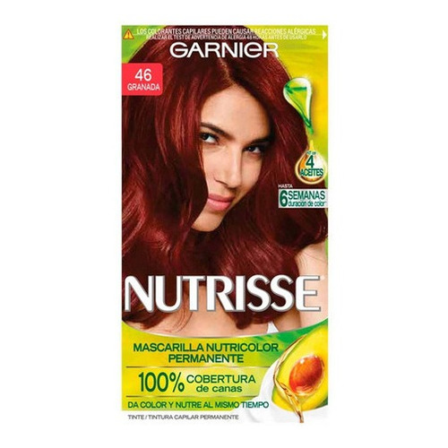 Kit Tinte Garnier  Nutrisse regular clasico Mascarilla nutricolor permanente tono 46 granada para cabello