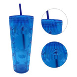 Termo Tumbler Vaso Studded Plastico Popote 700 Ml Colores Color Azul Sirena
