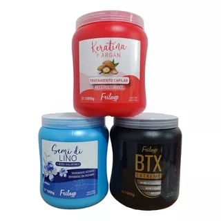 Baños De Crema Botox + Lino + Keratina Y Argan X1kg X3 Uni