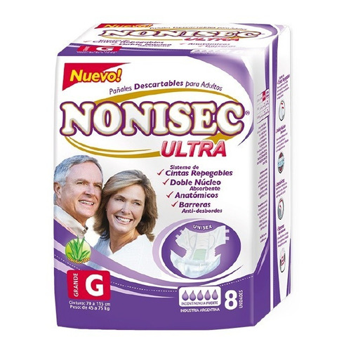 Pañales para adultos descartables Nonisec Anatómico Ultra Grande x 8 u