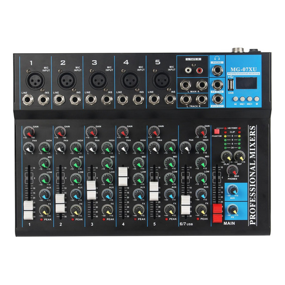 Mezclador De Audio Profesional 7 Canales Usb Bluetooth48v