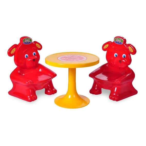 Mesa Y 2 Sillas Rondi Rojo Bebe Infantil