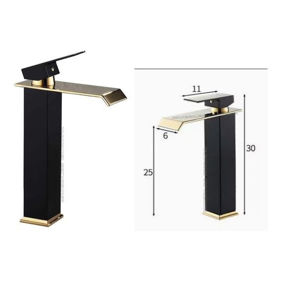 Llave Monomando Moderno Grifo Negro Oro Dorado  Baño Lavabo 