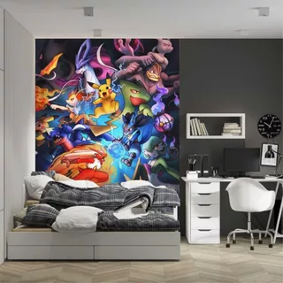 Papel De Parede Adesivo Gamer Pokémon Evoluções Desenho 4m²