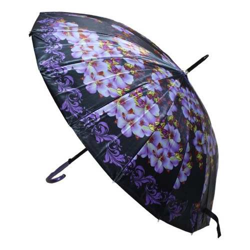 Paraguas Plegable 16 Varillas 79cm Colores Automático Color Negro