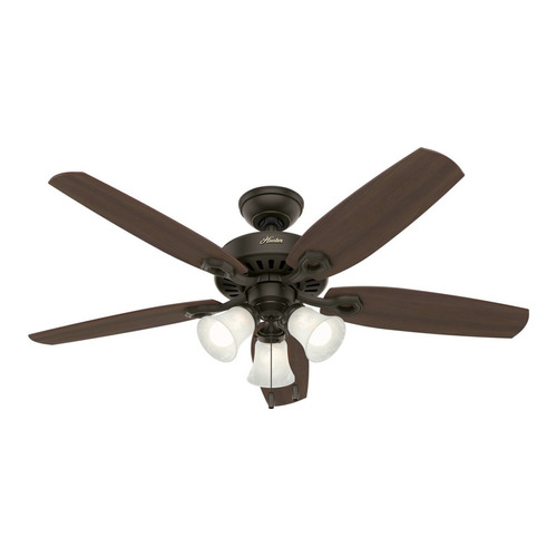 Ventilador de techo Hunter Builder Plus bronce con 5 aspas color  brazilian cherry y harvest mahogany, 52" de diámetro 120 V