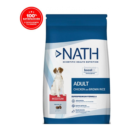 Nath Comida Alimento de Adulto Medium Sabor Pollo Y Arroz Integral 3 Kg para Perros