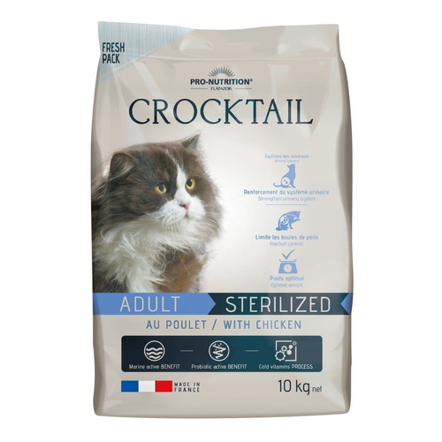 Alimento Crocktail Flatazor Gato Esterilizado, Saco 10 Kg.