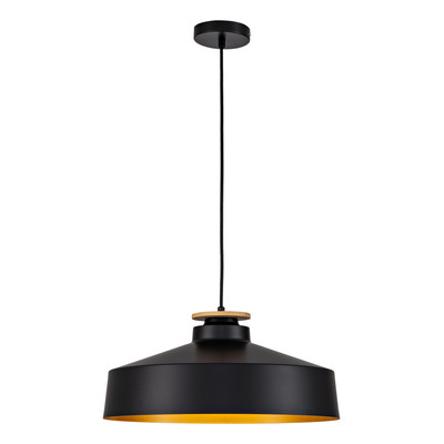 Lampara Colgante Moderno Negro Dorado E27 Madera M7401n Mks Negro
