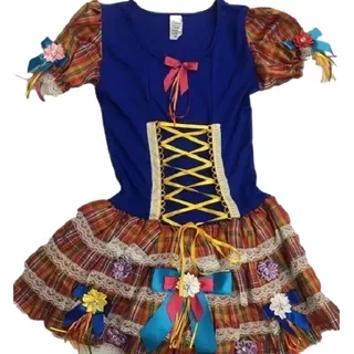 Vestido Luxo Junino Colorido Infantil Festa Fantasia
